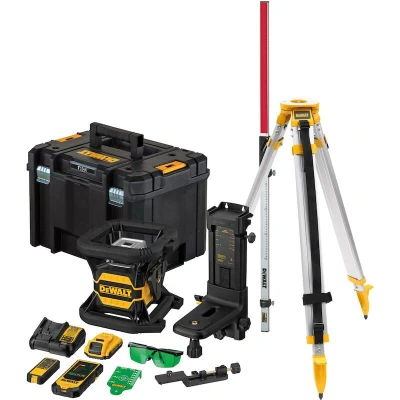 Afbeelding van DeWalt DCE080D1GS SET roterende groene laser 18V 2.0Ah Li Ion + DE0737 Meetlat DE0736 statief