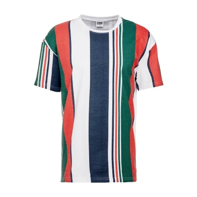 Afbeelding van Urban Classics Heavy Oversized BIG Stripe TEE Tshirt print, Heren, Maat: Small, White/navy