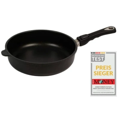 Afbeelding van AMT Gastroguss Koekenpan, 26 cm diameter, 7 hoog, stoofpan, afneembare steel, niet geschikt voor inductie, Lotan® antiaanbakafwerking, gietijzeren pan (gegoten aluminium), AMZN 726 Z20B
