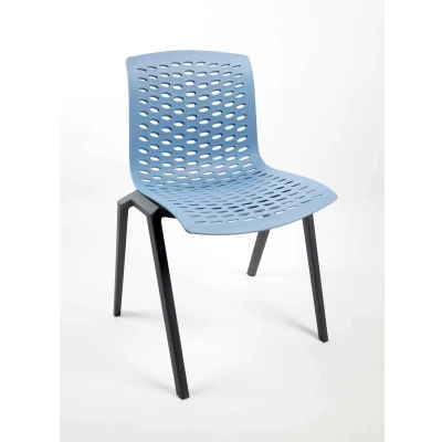 Afbeelding van Kantinestoel Flex Frame Antraciet Zitting Blauw