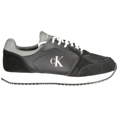 Afbeelding van Calvin Klein Jeans Retro SOCK Runner Sneakers laag, Heren, Maat: 40, Black/charcoal grey/bright white Leer/ synthetisch