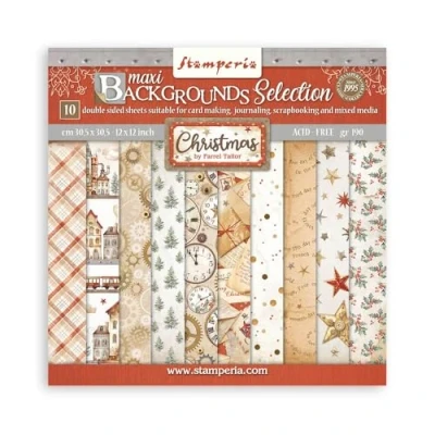Afbeelding van Stamperia Gear up for Christmas 12x12 Inch Paper Pack Maxi Background Selection (SBBL157)