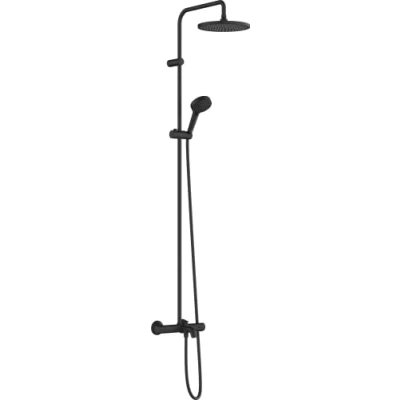 Afbeelding van hansgrohe vernis blend crometta 240 1jet showerpipe met badthermostaat mat zwart 26899670
