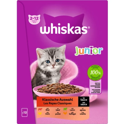 Afbeelding van 48 x 85 g Junior Klassieke selectie in saus Whiskas Kattenvoer