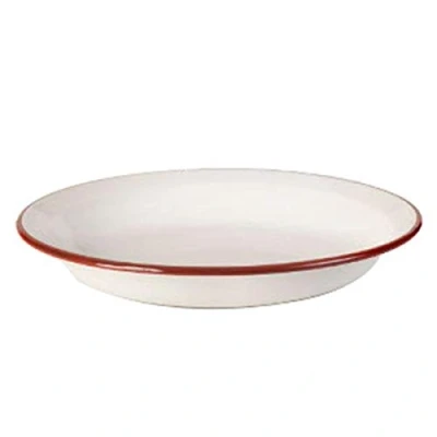 Afbeelding van Ibili Bord 28 cm van geëmailleerd staal in wit/rood, x 5