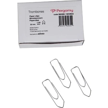 Afbeelding van Pergamy papierklemmen 32 mm gepunt, doos van 100 stuks
