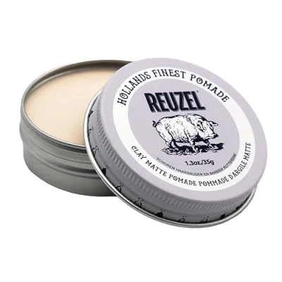Afbeelding van Reuzel Matte Clay Pomade, No Shine Pomade met een medium hold voor natuurlijke stijl en finish 1,3 oz/35 g