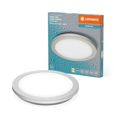 Afbeelding van LEDVANCE ORBIS Disc Wand /Deckenleuchte mit LED, Chrom, 22W, 1800lm, 3000/4000K, über Wandschalter Click CCT einstellbar, 30cm Durchmesser, IP44 Schutz für Badezimmer, Schrauben/Dübel inklusive