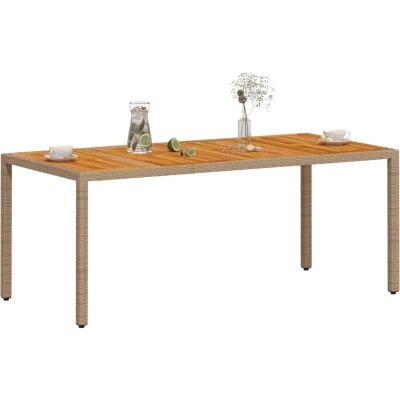 Afbeelding van Tuintafel 190x90x75 cm poly rattan en acaciahout beige