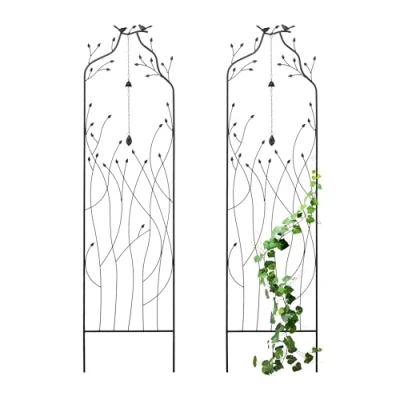 Afbeelding van plantensteun set van 2 170 cm klimplanten met belletje metaal