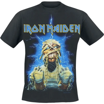 Afbeelding van Iron Maiden Powerslave Mummy T shirt zwart M Katoen Band merch, Bands