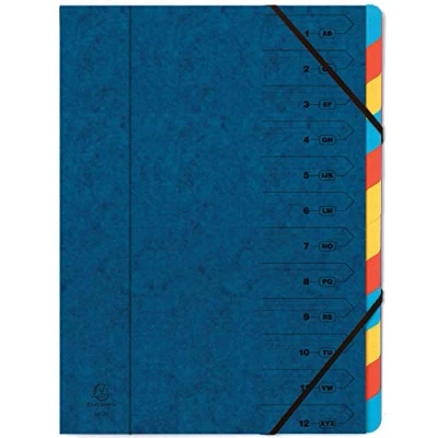 Afbeelding van Exacompta Sorteermap 12 delig, blauw voorordner