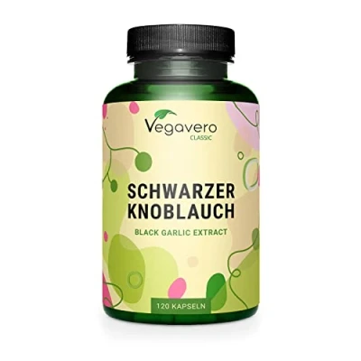 Afbeelding van Vegavero Zwarte Knoflookcapsules 11.250 mg dagelijkse dosis Uittreksel (15:1) 0,2% S allylcysteïne (SAC) Laboratorium getest 120 capsules Veganistisch &amp; zonder toevoegingen