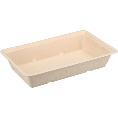 Afbeelding van 50x Suikerriet Snackbakjes Bagasse Patatbak A14 Bruin (krimp)