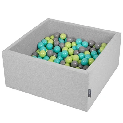 Afbeelding van KiddyMoon Schuim Ballenbak Voor Kinderen Met Ballen Ø 7 Cm Gemaakt In EU, Lichtgrijs:Licht Groen Licht Turkoois Grijs,90X40cm/200