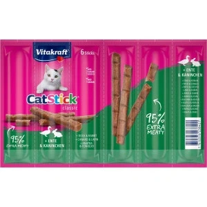 Afbeelding van Vitakraft Catstick Classic met eend &amp; konijn kattensnack 10 x 6 sticks