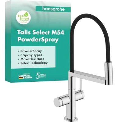 Afbeelding van hansgrohe Talis M54 PowderSpray met uittrekbare spray, SemiPro, 3 sprays, gootsteenkraan uitloophoogte 210 mm, keukenmengkraan draaibare uitloop, chroom, 72861000