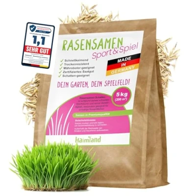Afbeelding van halmland® graszaad, snelkiemend, 5 kg voor 200 m², duurzaam sport en speelgazon, droogbestendig, voorjaar, uit Duitsland