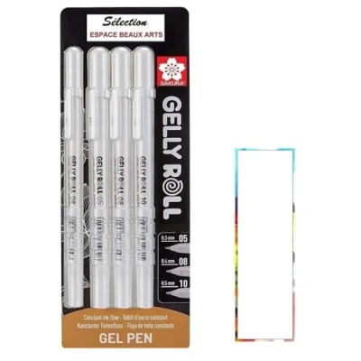 Afbeelding van Sakura Gelly Roll wit, Gel PEN. 4 lichtwitte gelpennen, maat 05/08/08/10