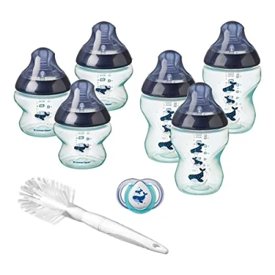 Afbeelding van Tommee Tippee babyflesjes Set Close to Nature Starter voor pasgeborenen, ventiel Anti Colik Wit met decoraties