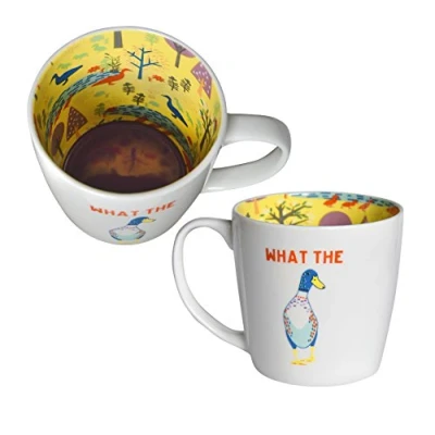 Afbeelding van Mug Ceramic Tea/Coffee Inside Out WHAT THE (Duck)