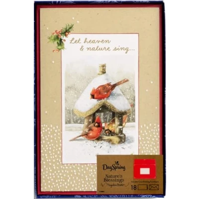 Afbeelding van Dayspring Marjolein Bastin Let Heaven &amp; Nature Sing 18 kardinale kerstkaarten en enveloppen in doos (U1009)