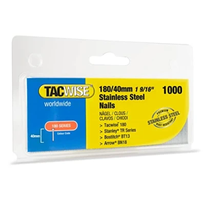 Afbeelding van Tacwise 1511 Brad spijkers 18G roestvrij staal type 180/40 mm, doos van 1.000, zilverkleurig