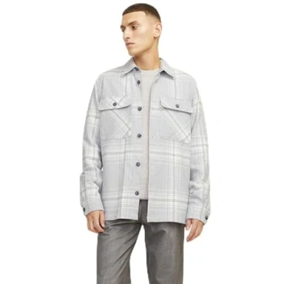 Afbeelding van Jack &amp; Jones Overhemd Jprraymond Melange Check Ls Overshi 12263647 Grey Melange/comfort Fi Mannen Maat L