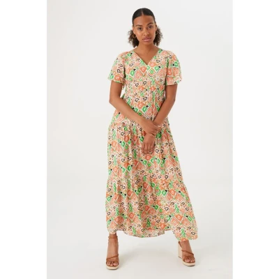 Afbeelding van Garcia maxi jurk met all over print open rug multi