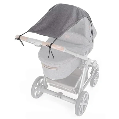 Afbeelding van Zamboo Zonnescherm Universeel DELUXE voor Kinderwagens en Buggy’s Zonnezeil Wandelwagens met Reiswieg Flexibele UV 50+ Zonwering Schuiffunctie Baby’s Melange Grijs
