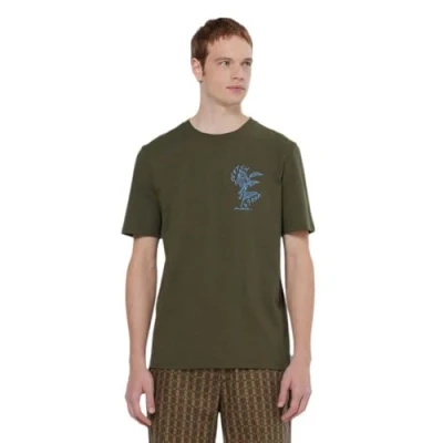 Afbeelding van Scotch &amp; Soda LEFT Chest Artwork Tshirt print, Heren, Maat: Large, Classic green