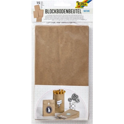 Afbeelding van Blokbodemzak Folia 12x6x21cm foodsafe kraft set à 15 stuks
