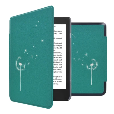 Afbeelding van Kobo Nia Hoes: iMoshion Design Sleepcover Bookcase zonder stand Green Dandelion Kunstleder E Reader Hoezen