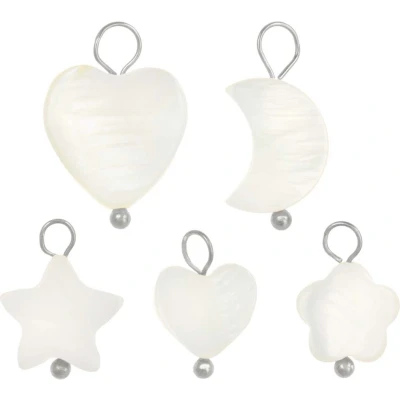 Afbeelding van Schelp Bedel Mix (13 16.5 x 8 12.5 2.5 3 mm) White Zilver (25 Stuks) Dreambeads
