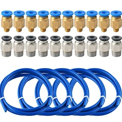 Afbeelding van 5 stuks PTFE slang teflonslang (elke lengte bedraagt 1 m) met 10 PC4 M6 pneumatische aansluitstukken + M10 voor 3D printers (1,75 mm filament)