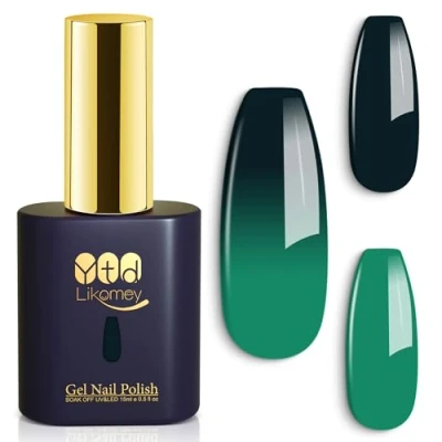 Afbeelding van YTD Likomey UV Gel Nagellak,15ml Groen Donkergroen Temperatuur Kleurverandering Kameleon Salon Manicure Polish,WB09
