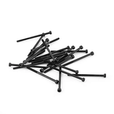 Afbeelding van M3 Zwarte Zeskantige Dopschroefboutenset, 12,9 Kwaliteit Gelegeerd Koolstofstaalbevestiging, Accessoire Voor Reparatiegereedschap, 4 50 Mm, Met Hoge Sterkte(M3*50mm【half tooth】 24pcs/pack)
