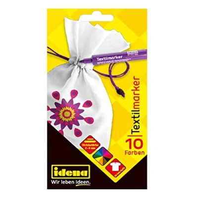 Afbeelding van Idena 61044 textielmarkers voor lichte stoffen, 10 in heldere kleuren, ideaal T shirts, stoffen tassen en diverse materialen.