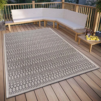Afbeelding van Binnen en buitenkleed Vanti 190x290cm Grijs Bohemian Vloerkleed 123vloerkleed.nl is de online webshop voor vloerkleden woonaccessoires.