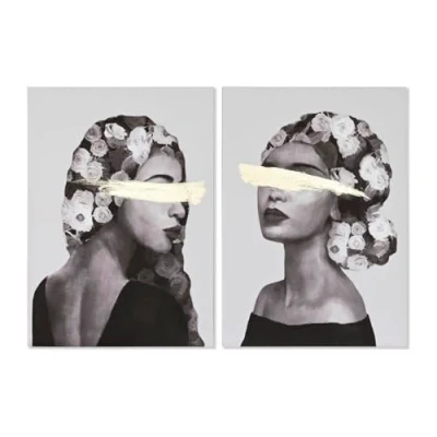 Afbeelding van Schilderij Home ESPRIT Vrouw Gouden Modern 70 x 3,7 100 cm (2 Stuks)