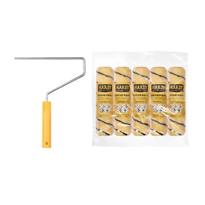 Afbeelding van HARDY WORKING TOOLS Schilderset, verfroller en 5 stuks verfrollen van polyester, poolhoogte 13 mm, lengte 25 cm, diameter 48 zwart geel, A0180 515000