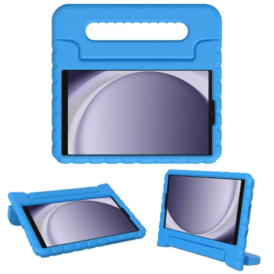 Afbeelding van Samsung Galaxy Tab A9 Hoes: iMoshion Kidsproof Backcover met handvat Shockproof/Valbescherming Softcase,Backcover Blauw Siliconen En TPU (