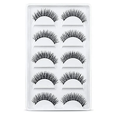 Afbeelding van URAQT valse wimpers, 5 paar 3D wimpers met natuurlijke look, nepwimpers van namaakmink, herbruikbaar, handgemaakte zachte voor make upwimpersverlenging (natuurlijke look)