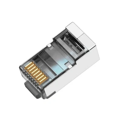 Afbeelding van 50 Pcs Cat6 RJ45 Color Connectors, Plugs, Metal Shielded Ends FTP 8P8C Modular Network Plug Connector, Black