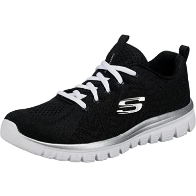 Afbeelding van Skechers Graceful Get Connected Sneakers voor dames, Zwart Mesh Wit Trim, 36.5 EU