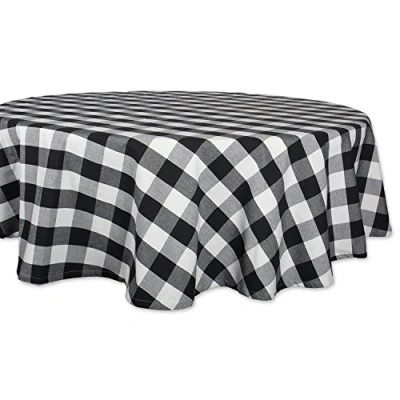 Afbeelding van DII Buffalo Check Collection, klassiek boerderijtafelkleed, 177,8 cm rond, zwart en wit