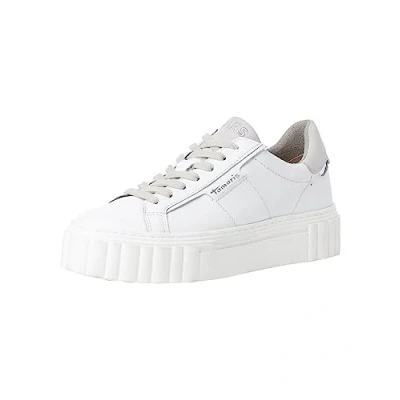 Afbeelding van Tamaris Sneakers laag, Dames, Maat: 38, White leather Leer en imitatieleer
