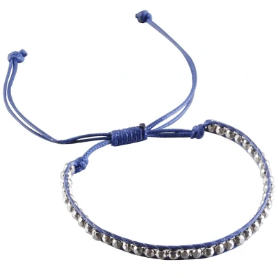 Afbeelding van Behave Armband Verstelbaar Donker Blauw met Zilverkleurige kraaltjes