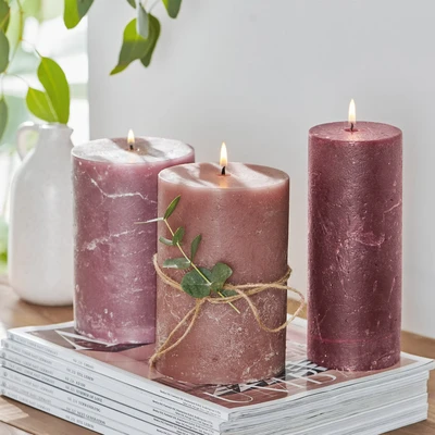 Afbeelding van LOBERON Kaars set van 3 Salis roze