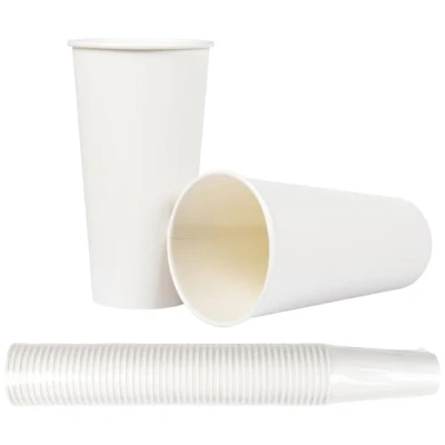 Afbeelding van HEKU 50 witte papieren bekers, 0,5 l, verse vezels met coating, milieuvriendelijk en recyclebaar, FSC gecertificeerd, voor warme koude dranken, ideaal evenementen, kantoren cafés